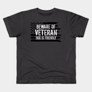 Beware of Veteran PTSD Service Dog Kids T-Shirt